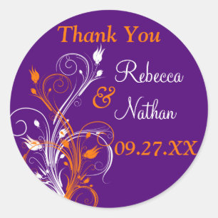 Autocollant Mariage violet orange blanc 1,5 po 5