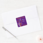 Autocollant Mariage violet orange blanc floral 1,5 (Enveloppe)