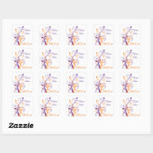 Autocollant Mariage violet orange blanc floral 1,5 (Feuille)