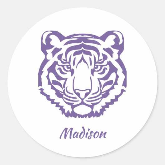 Autocollant Mascotte de l'école de tigre violet (Devant)
