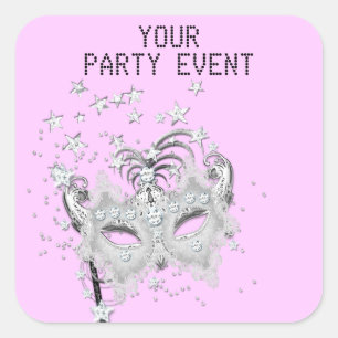 Autocollant MASQUE Argent Fête Choisissez le fond