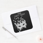 Autocollant MASQUE Blanc Argent Noir Fête (Enveloppe)