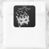 Autocollant MASQUE Blanc Argent Noir Fête (Sac)