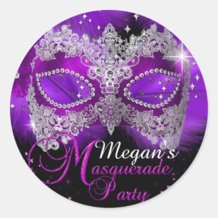 Autocollant Masque de Dentelle Étincelante Violet