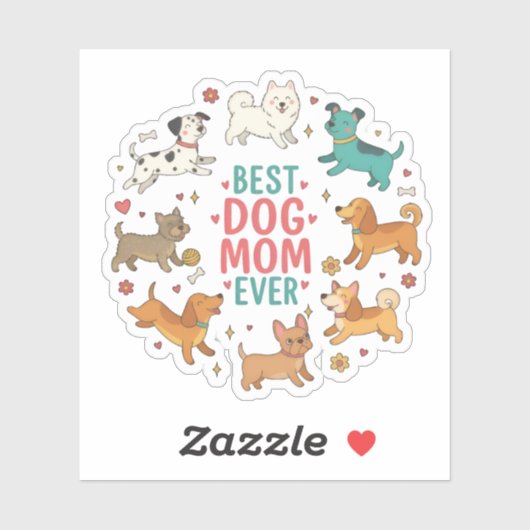 Autocollant Meilleure Maman de Chien (Feuille)
