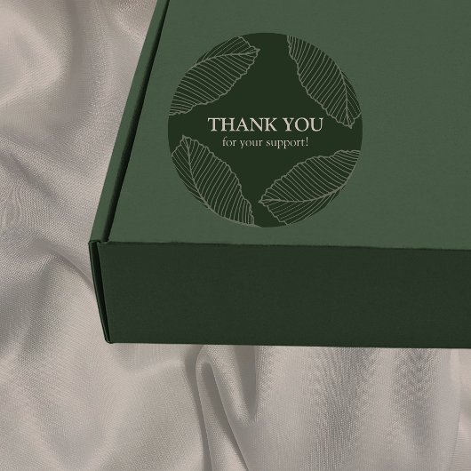 Autocollant Merci à motif de feuille moderne