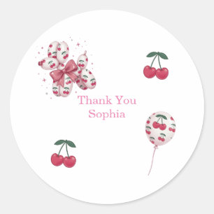 Autocollant Merci Anniversaire Chien Ballon Cerise