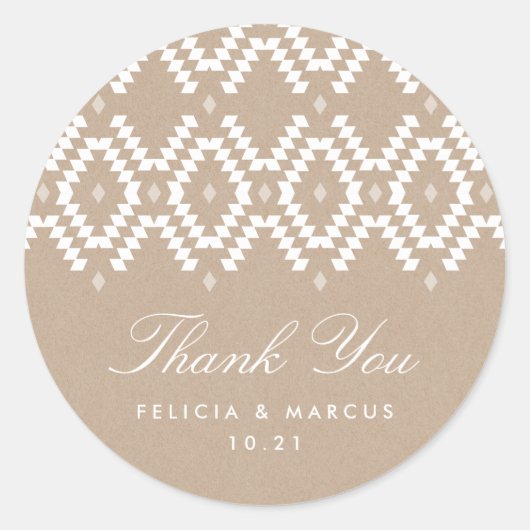 Autocollant Merci Boho, faux kraft (Devant)