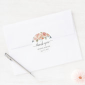 Autocollant Merci Calligraphie Florale Pêche Rusti (Enveloppe)