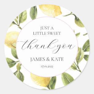 Autocollant Merci Citron Baby Shower Mariage