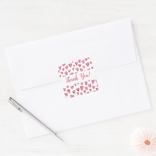 Autocollant Merci Cœur Rose (Enveloppe)