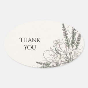 Autocollant Merci Coin Floral Verdure