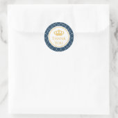 Autocollant Merci Couronne Bleu Royal (Sac)