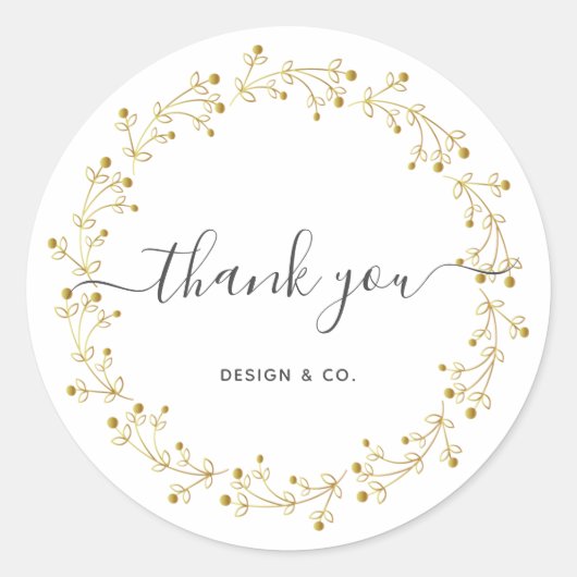 Autocollant Merci Couronne en Or Simple (Devant)