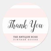 Autocollant "Merci" d'entreprise à rayures roses (Devant)