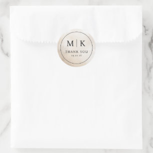 Autocollant Merci Élégant Beige Serif