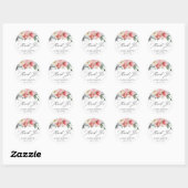 Autocollant Merci Fleur de Rose Crème Rose (Feuille)