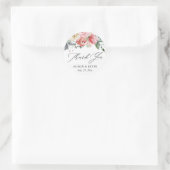Autocollant Merci Fleur de Rose Crème Rose (Sac)