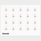 Autocollant Merci Fleur Rose Joli (Feuille)