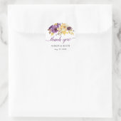 Autocollant Merci Fleurs Or Violet (Sac)
