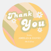 Autocollant Merci Fleurs Rétro Pêche Arc-en-Ciel (Devant)