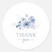 Autocollant "Merci" floral bleu poussiéreux (Devant)