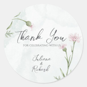 Autocollant Merci Floral Élégant Rustique Coquelic