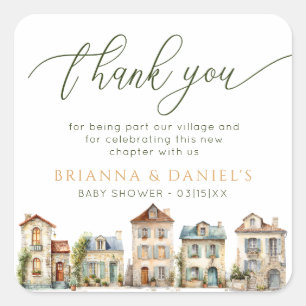 Autocollant Merci – Il Faut un Village Baby Shower