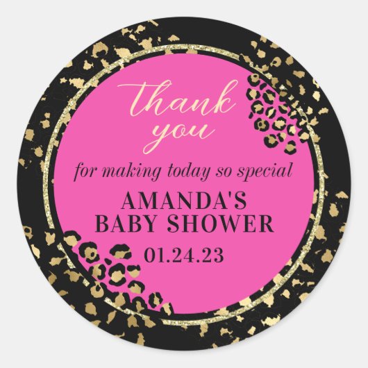 Autocollant Merci Imprimé Léopard Rose (Devant)