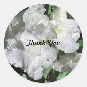 Autocollant Merci Iris blanc avec gouttes de pluie