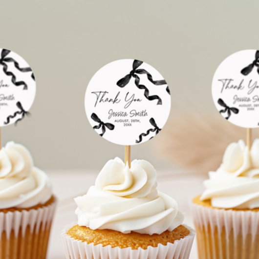 Autocollant Merci Noir Bow