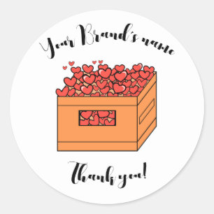 Autocollant Merci personnalisé Boîte de cœurs