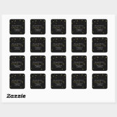 AUTOCOLLANT MERCI Points de paillettes noirs et or (Feuille)