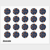 Autocollant Merci Points Orange Bleu Marine (Feuille)