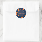 Autocollant Merci Points Orange Bleu Marine (Sac)