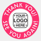 Autocollant Merci Rose Clair Et Blanc Avec Logo (Devant)