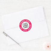 Autocollant Merci Rose Clair Et Blanc Avec Logo (Enveloppe)