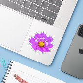 autocollant Merci rose fleur rose (Ordinateur portable avec iPhone)