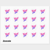 Autocollant Merci Rose Violet avec Étoiles (Feuille)
