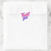 Autocollant Merci Rose Violet avec Étoiles (Sac)
