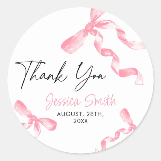 Autocollant Merci Ruban Rose (Devant)