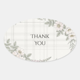 Autocollant Merci Tartan Floral Rose