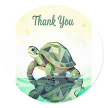 Autocollant « Merci » Tortue Géométrique – Océan M