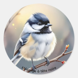 Autocollant Mésange à Tête Noire – Étang Burbank,  Ronde Sticker