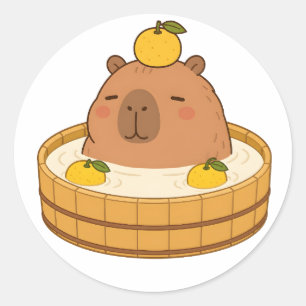 Autocollant Mignon Capybara Yuzu Bain Onsen Kawaii
