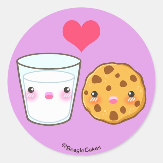 Autocollant mignon d'amour de lait et de biscuit (Devant)