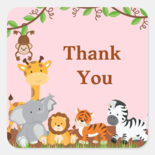 Autocollant mignon de Merci de fille d'animaux de