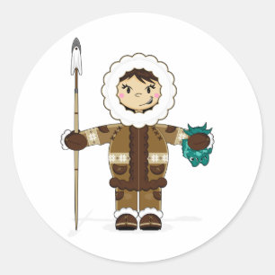 Autocollant mignon de pêcheur d'Inuit