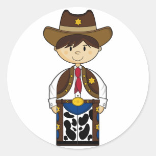 Autocollant mignon de shérif de cowboy
