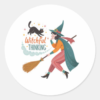 Autocollant mignon Halloween Pensée Magique pour f